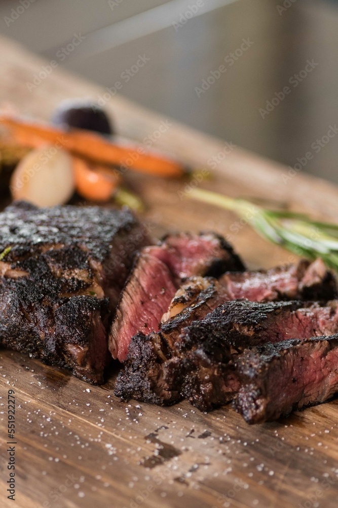 Rare cooked steak