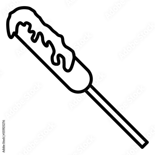 Illustration of Sausage with Sauce Topping Skewers design Icon