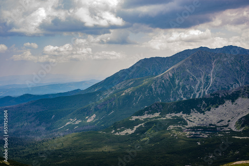 Beautiful view of the Tatra Mountains landscape. View of the mountains from the top. High mountain landscape. © Sebastian