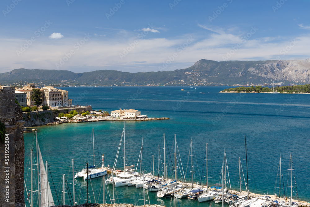 Panoramic view of the coast , capital of the island of Corfu, Greece. Beautiful Corfu Greece.