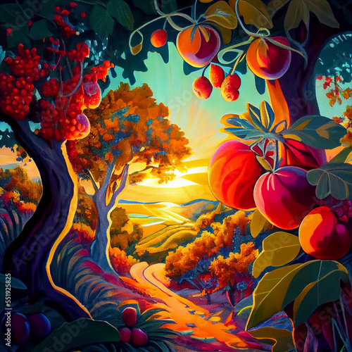 Delicious fruit growing during golden hour © Peter