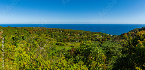 Panoramic view of the Keanae Peninsula from overlook on Road to Hana photo