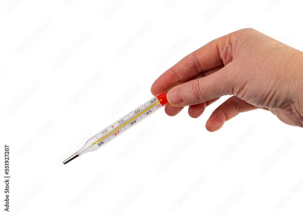 Medical Thermometer Isolated, Glass Medical Thermometer on White Background Medical Thermometer Isolated, Glass Medical Thermometer on White Background