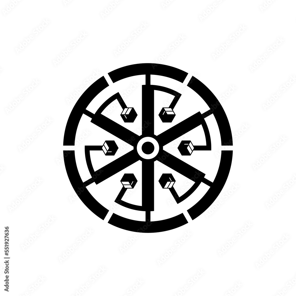 Technology circle art logo vector design in black and white color