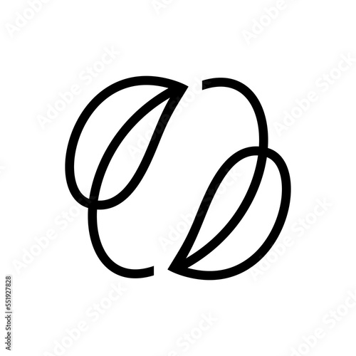 abstract yin and yang leaf art logo vector design in black and white color