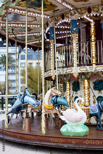 Fototapeta Naklejka Na Ścianę i Meble -  Carousel for winter holidays in San Sebastián 2023 Instagram stories