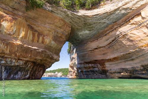 Lover s Leap rock arch in Lake Superior at Pictured Rocks National Lakeshore  Upper Peninsula  Michigan  USA