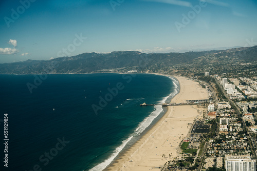 Fototapeta Naklejka Na Ścianę i Meble -  Venice beach Los Angeles California LA Summer Blue Aerial