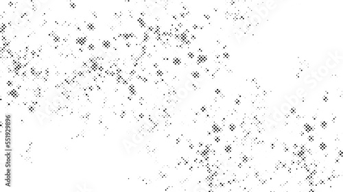 Grunge halftone texture. Comic pixelated spots and drops. Dirty white and black canvas. Dotted wallpaper. Vector