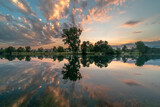 sunset over the river