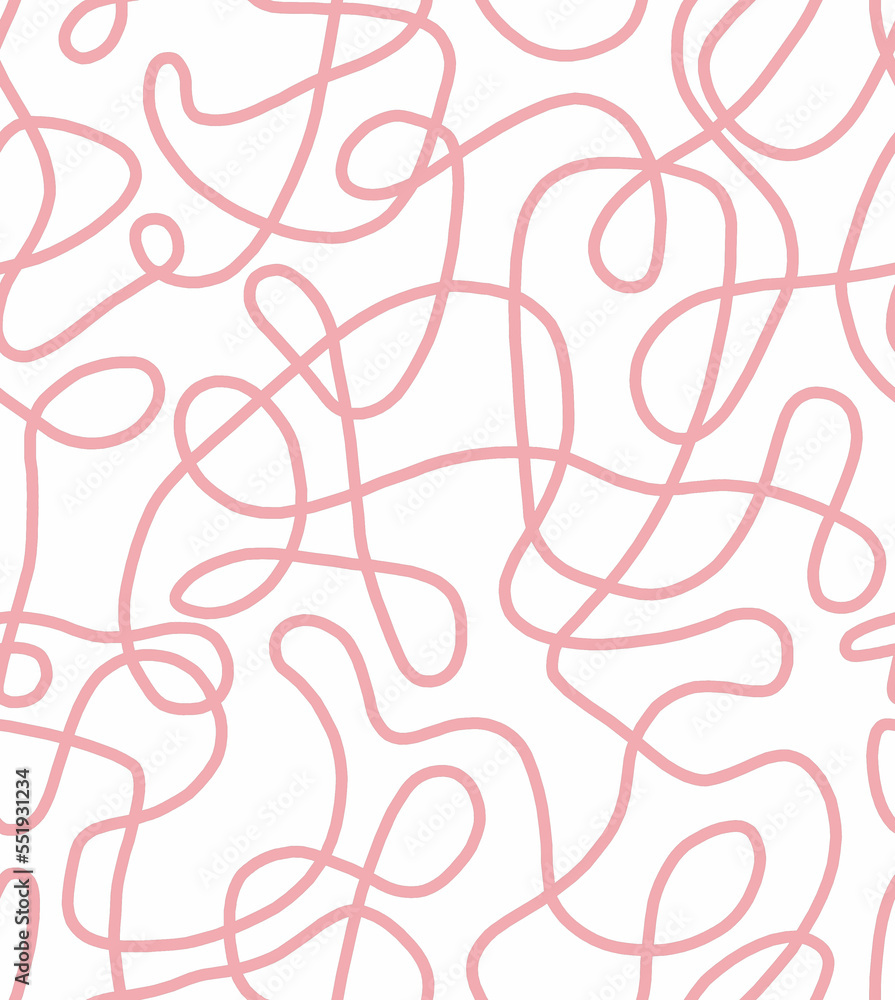 Abstract drawing drawn with red lines on a white background.Seamless pattern. Abstract drawing drawn with red lines on a white background.Seamless pattern.