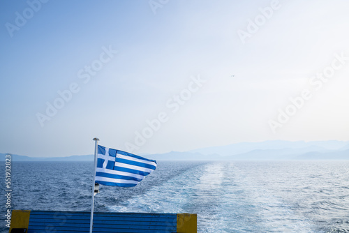 Greek flag - Boat photo