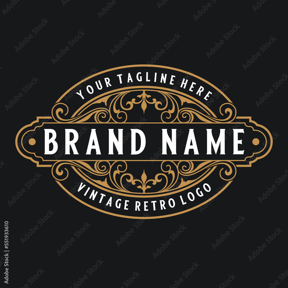 luxury logo design with ornamental elements, for jewelry or restaurant, fashion, beauty products, care, health, pharmacy and others.