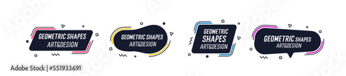 Set of modern organic shapes. Fluid vector trendy elements. Template graphics with geometric speech bubbles and banners with frames to put your own text