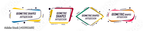 Set of modern organic shapes. Fluid vector trendy elements. Template graphics with geometric speech bubbles and banners with frames to put your own text