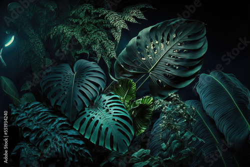 Dark green tropical leaves ...
