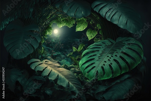 Dark green tropical leaves ...
