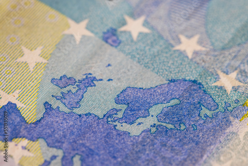 Twenty euro banknotes, close up