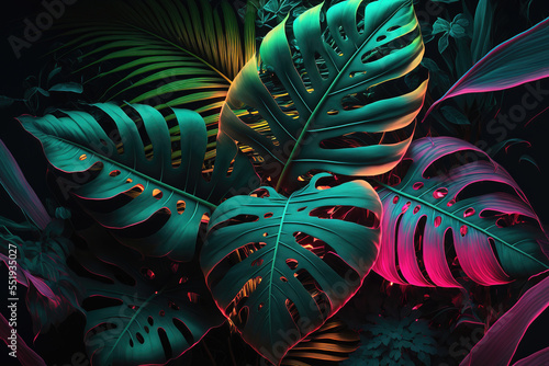 Dark green tropical leaves ...