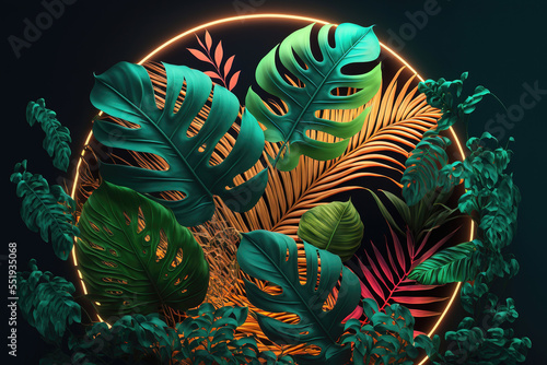 Dark green tropical leaves ...