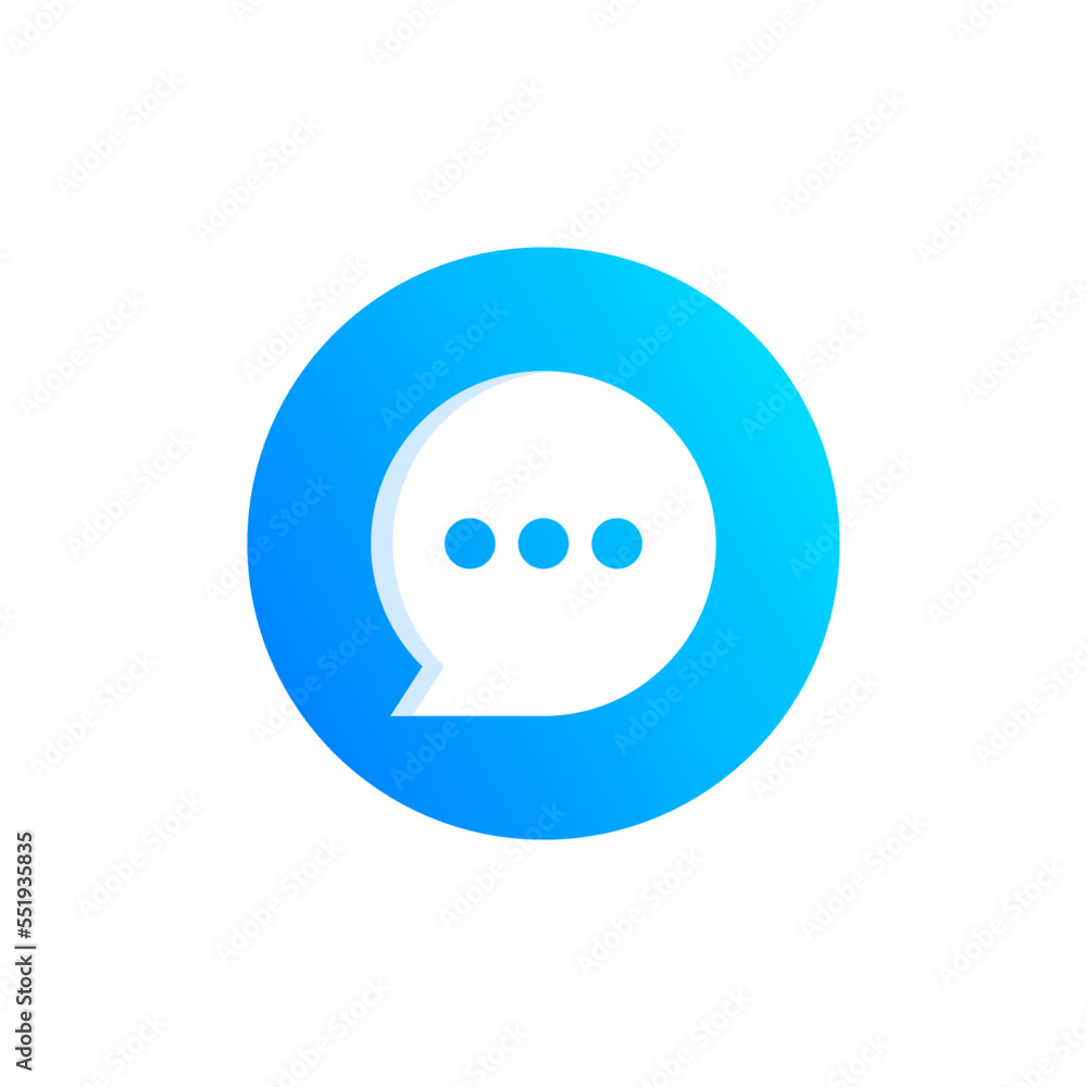 Chat icon design. Messenger logo concept. Blue chat button icon. Social media mobile messenger app icon. Modern colorful vector illustration isolated on white Chat icon design. Messenger logo concept. Blue chat button icon. Social media mobile messenger app icon. Modern colorful vector illustration isolated on white