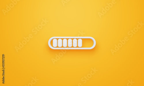 Minimal progress bar part symbol on yellow background. 3d rendering.