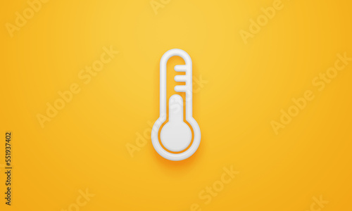 Minimal thermometer symbol on yellow background. 3d rendering.