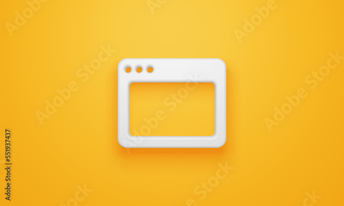 Minimal window symbol on yellow background. 3d rendering.
