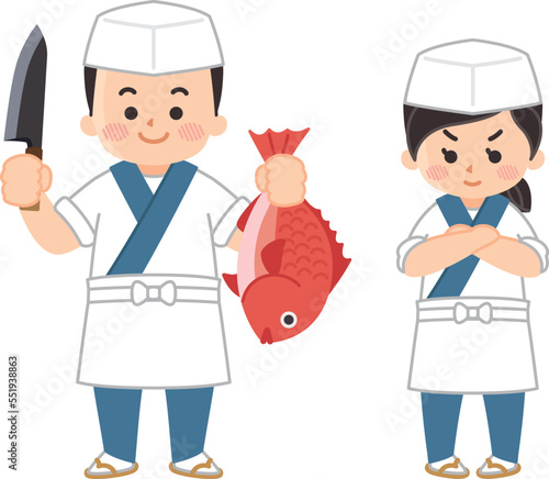 料理人の男女　板前　日本料理
