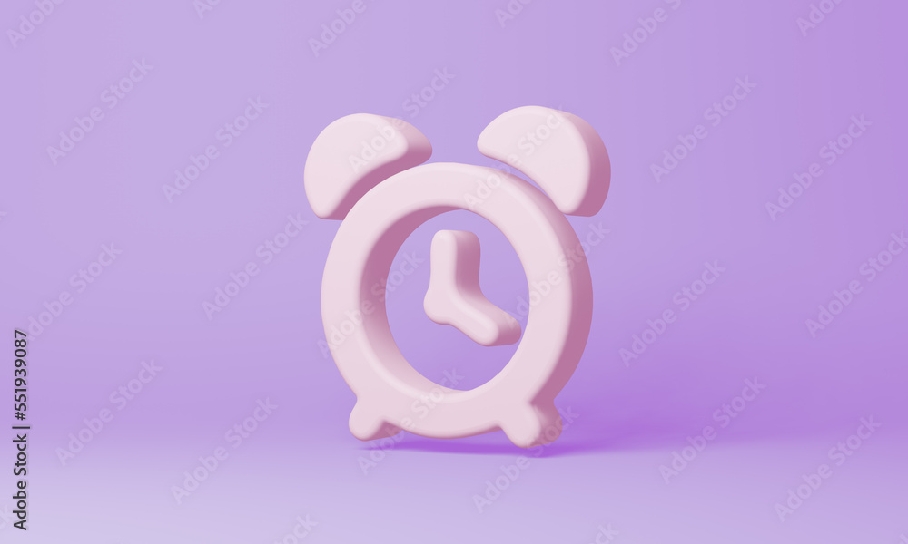Minimal clock symbol on purple background. 3d rendering. Minimal clock symbol on purple background. 3d rendering.
