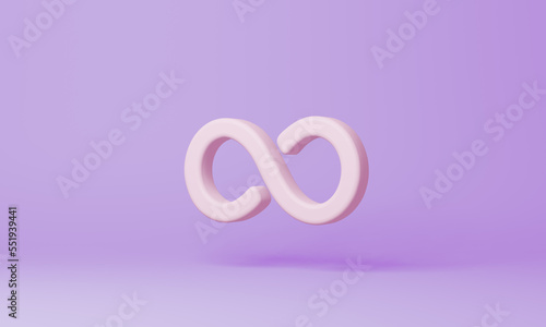 Minimal Infinity symbol on purple background. 3d rendering. © Tahir