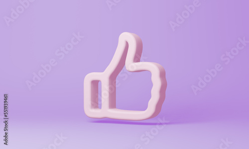 Minimal like symbol on purple background. 3d rendering.