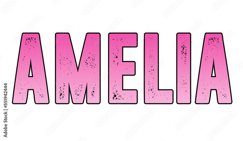 Fototapeta premium Pink name Amelia on white