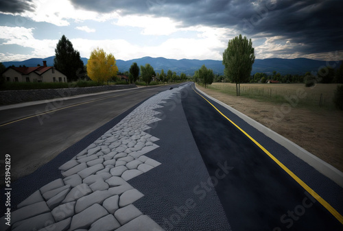 In the Brcko area of Bosnia and Herzegovina, a new roadway was recently constructed. Generative AI photo