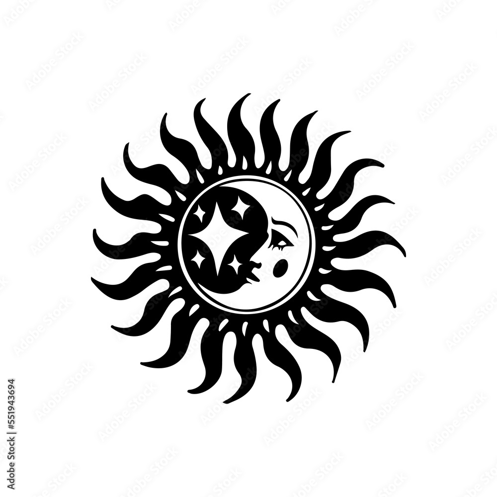 vector illustration of sun symbol with moon vector illustration of sun symbol with moon
