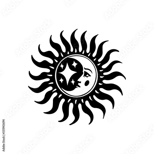 vector illustration of sun symbol with moon