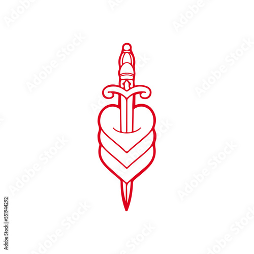 vector illustration of sword with heart