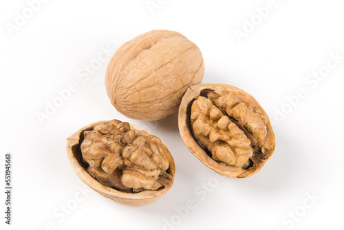 Walnut kernel, Nuts isolated on white background.