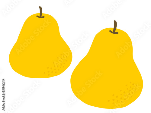 かわいい洋梨のルレクチェ2個セット／手描きイラスト