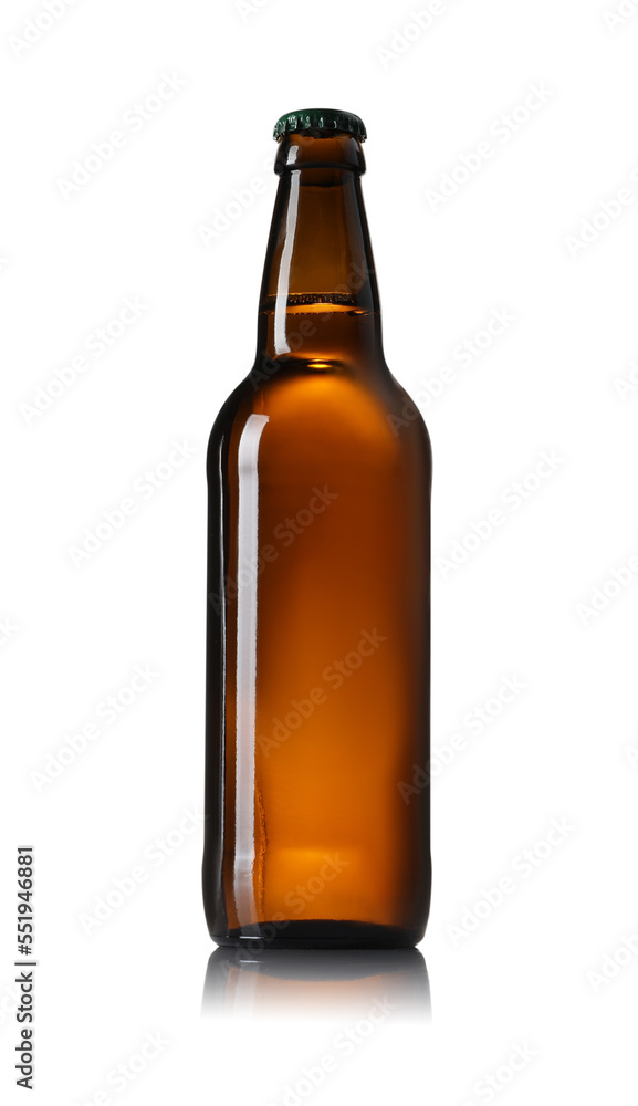 Brown glass bottle of beer isolated on white Brown glass bottle of beer isolated on white