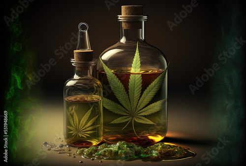 Cannabis and marijuana oil for medical purposes. Generative AI