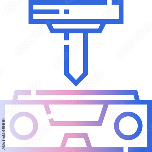 Bending machine gradient line icon