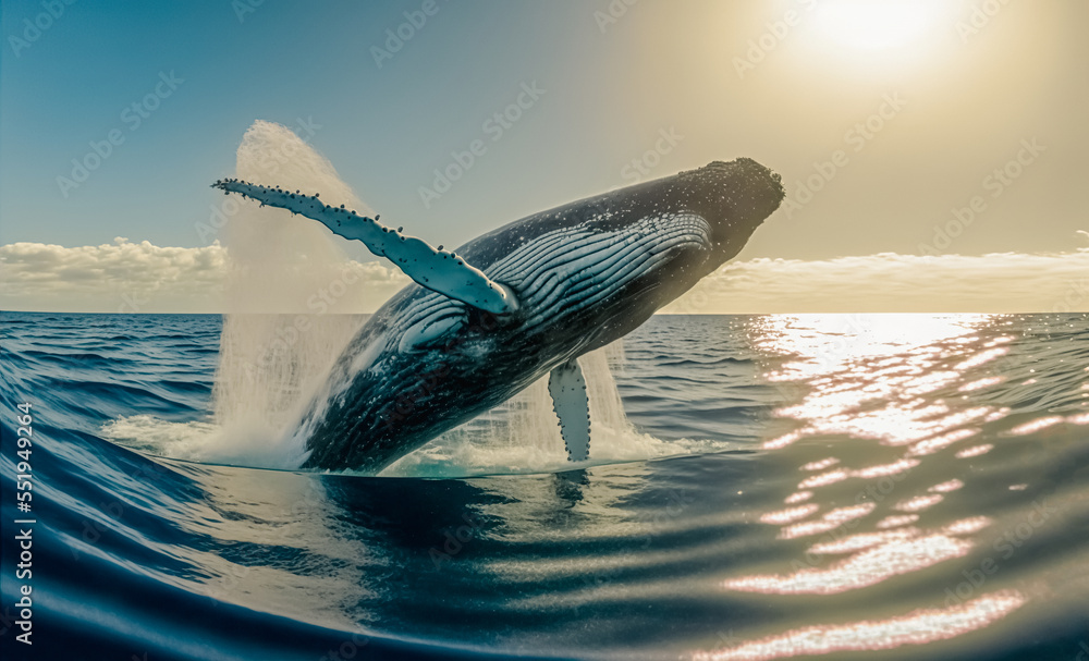 Humpback whale jumping out of the water. Humpback Whale in pacific ...