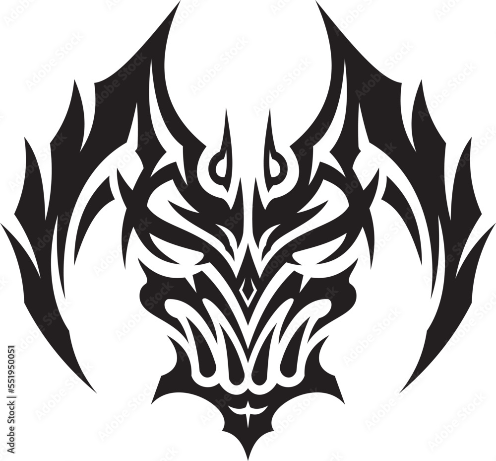 Tribal tattoo design of devil's face Stock Vector | Adobe Stock