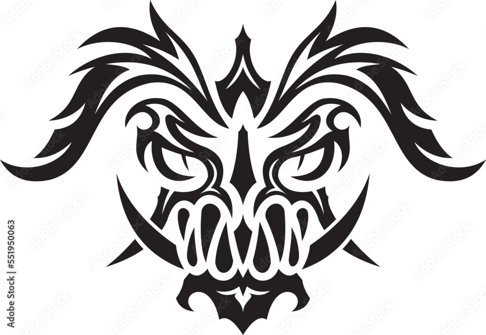 Tribal tattoo design of devil's face