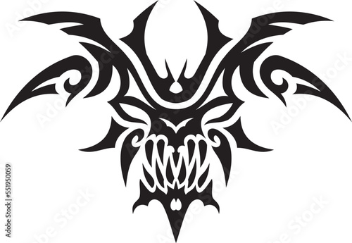 Tribal tattoo design of devil's face