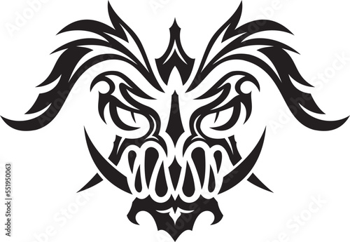 Tribal tattoo design of devil's face