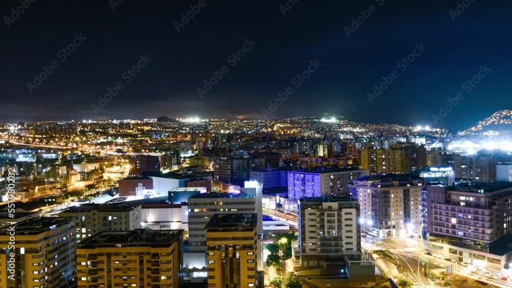 Night time lapse of the city of Santa Cruz de Tenerife, Canary Islands, Spain Night time lapse of the city of Santa Cruz de Tenerife, Canary Islands, Spain