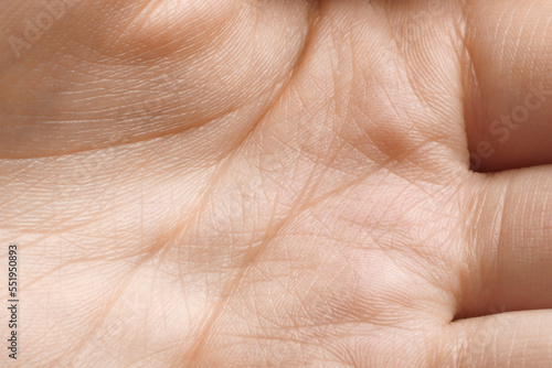Closeup view of woman s palm with normal skin