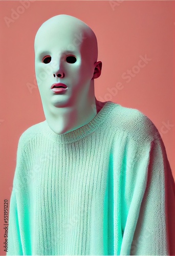 Phantasm wearing a sweater under a neon light illustration made with Generative AI
